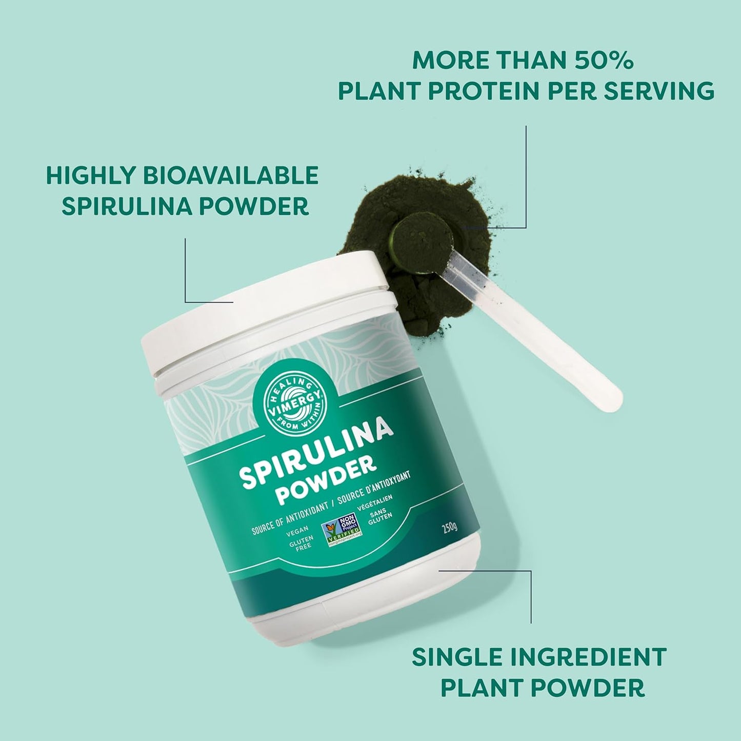 Spirulina Powder – Super Greens Powder - Helps Reduce Allergy Symptoms, Source of Antioxidants, Plant Protein – Vegan, Gluten-Free, 250G